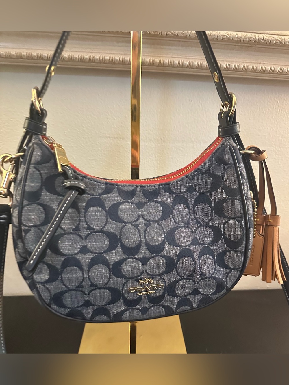 COACH Kleo Denim Hobo Signature Two Way Shoulder Crossbody Bag - Picture 2 of 8
